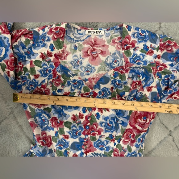 BATSHEVA LANE EMBROIDERED FLORAL PRINT COTTON POPLIN MAXI DRESS SIZE 0 - Picture 9 of 15